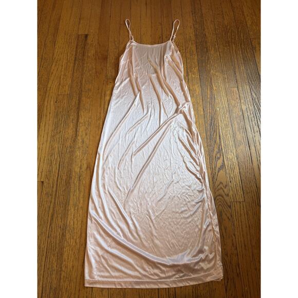 Victoria's Secret Slip Dress Womens Small Pink Satin Nightgown Side Slit Straps - Picture 1 of 6